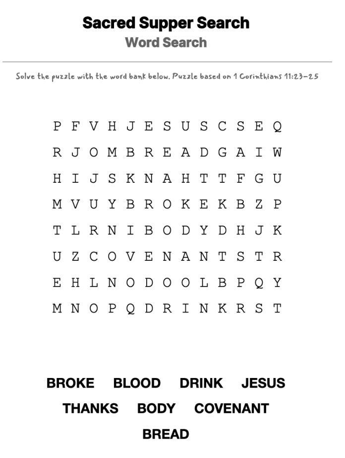 Lest We Forget word-search